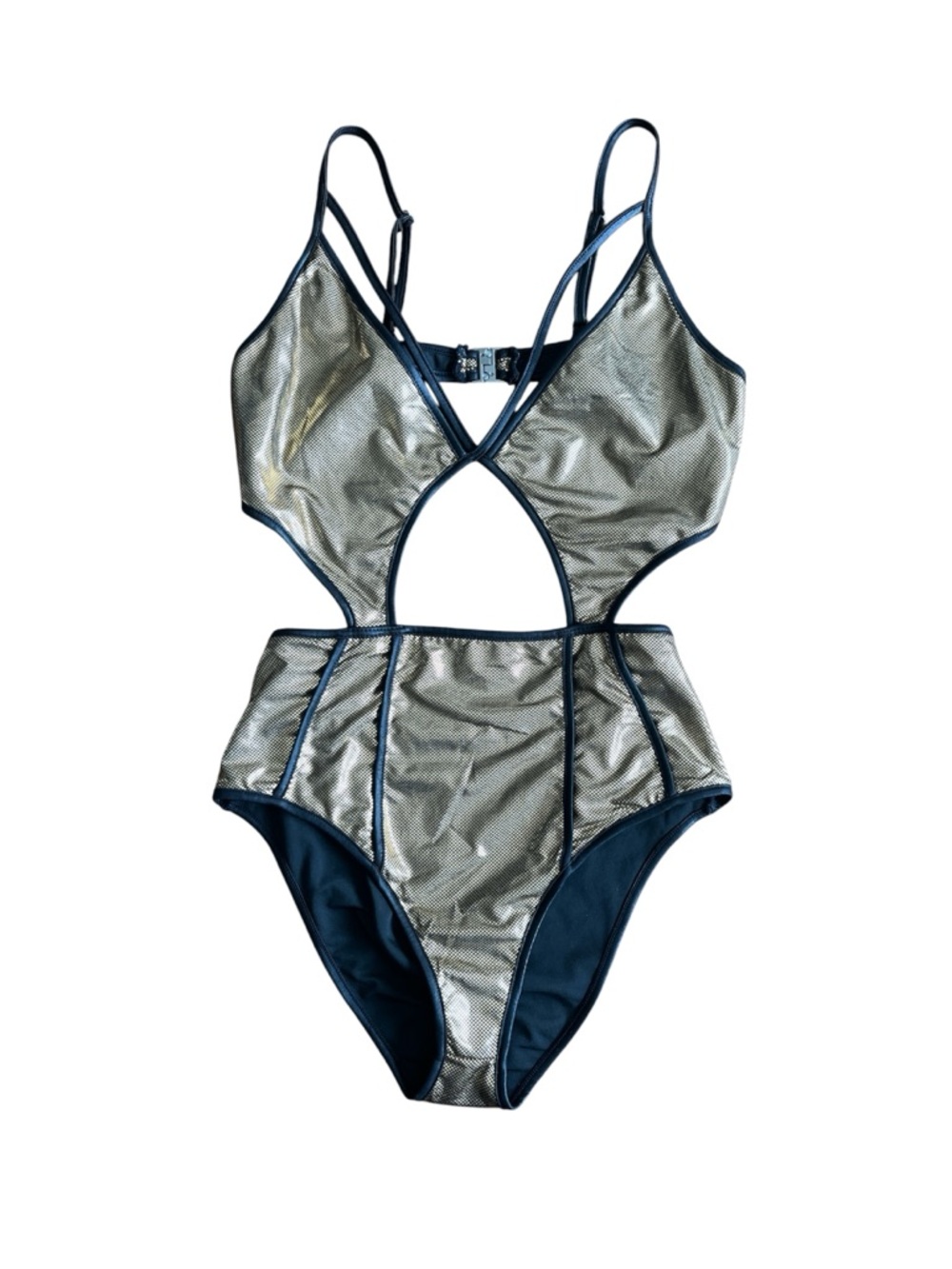 Gold Metallic Cutout One-Piece pole wear medium - Picture 4 of 9